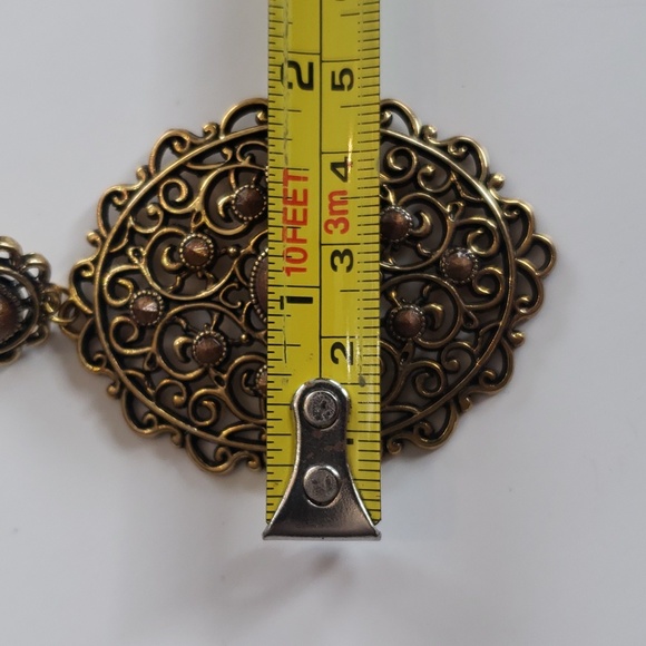 Large Filigree Brass Dangle Earrings NWOT - Picture 6 of 8